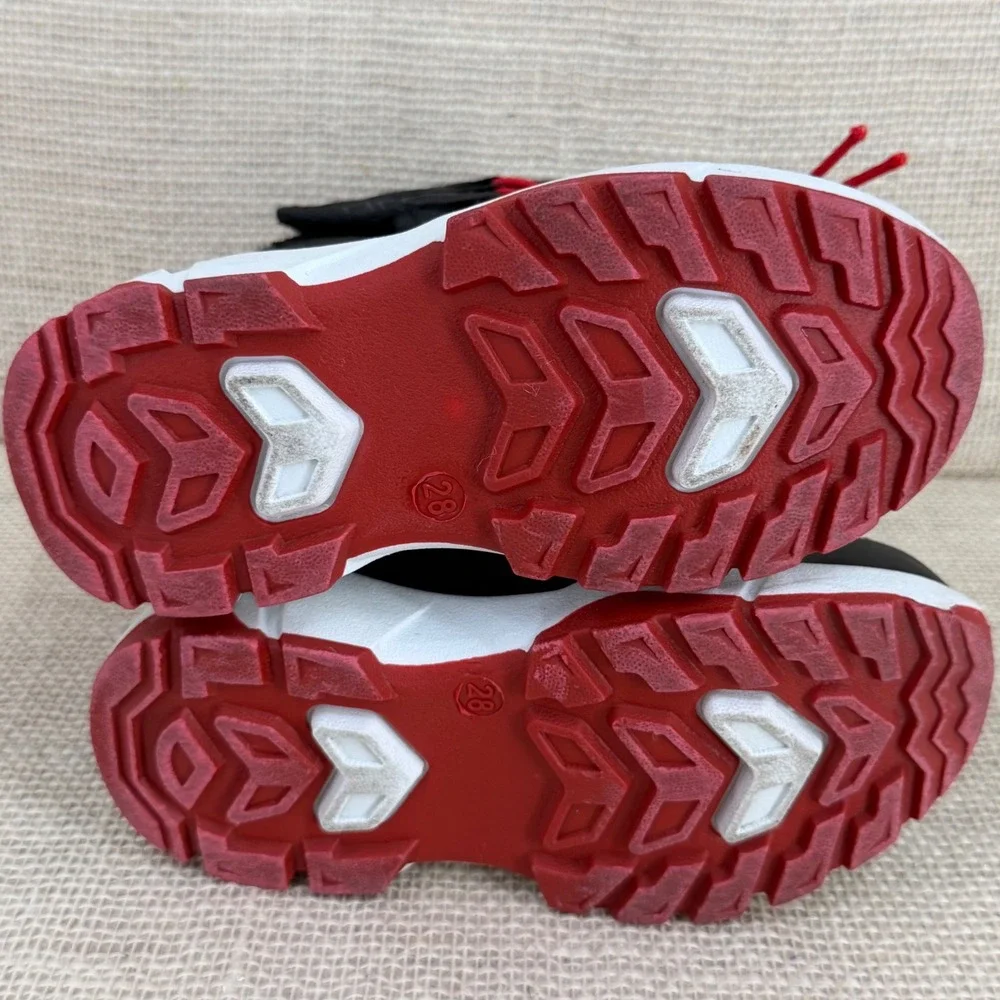 Merence Kids Black Red Faux Fur Lined Snow Boots Size EU 28‎ US 11 Toddler